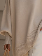 Women's Oversized Asymmetric Knit Poncho Sweater