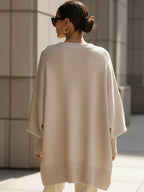 Women's Oversized Asymmetric Knit Poncho Sweater