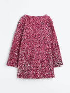 Women’s Long Sleeve Textured Mini Dress with Bow