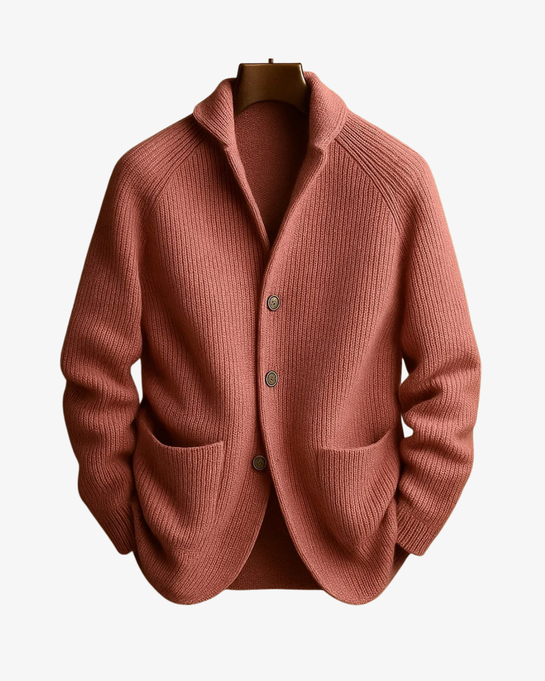 Men's Button-Front Ribbed Cardigan with Patch Pockets