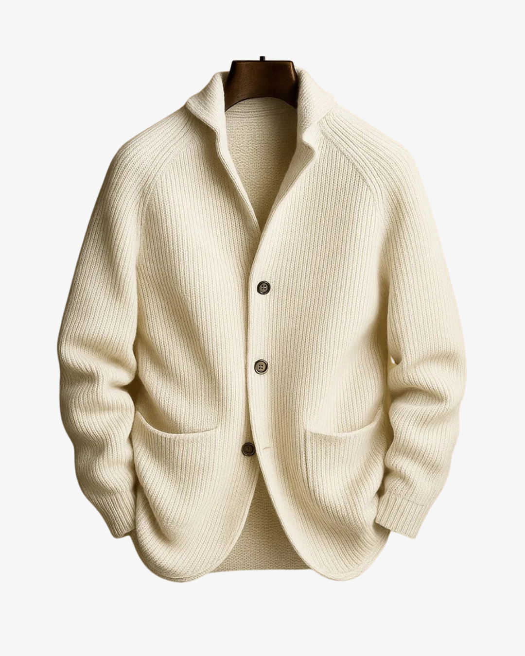 Men's Button-Front Ribbed Cardigan with Patch Pockets