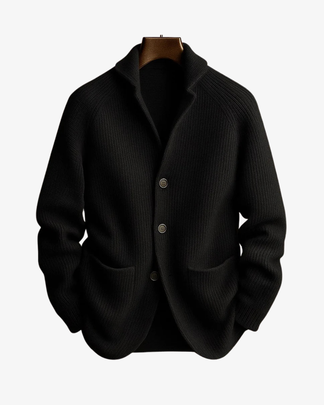 Men's Button-Front Ribbed Cardigan with Patch Pockets