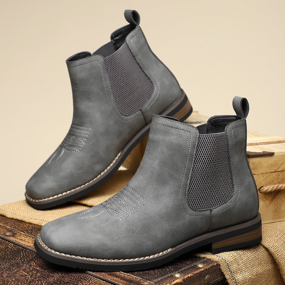 Men's Chelsea Ankle Boots With Elastic Side Panels