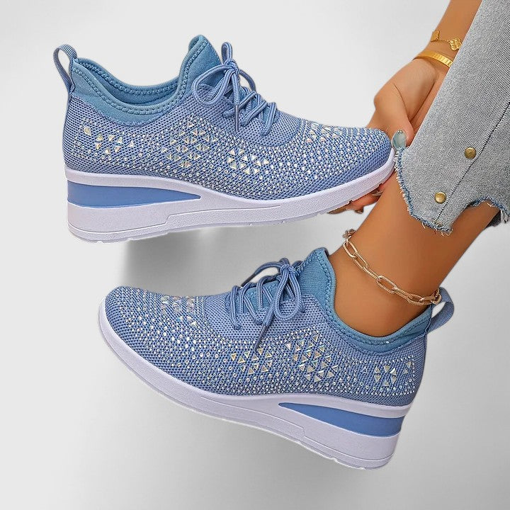 Women's Lace-Up Knit Wedge Sneakers