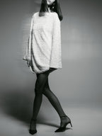 Women’s Long Sleeve Textured Mini Dress with Bow