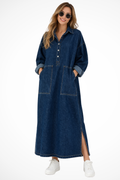 Women’s Long Sleeve Denim Maxi Shirt Dress