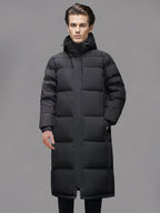 Men's Long Hooded Quilted Puffer Winter Coat