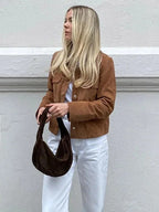 Women's Suede-Look Button-Front Jacket