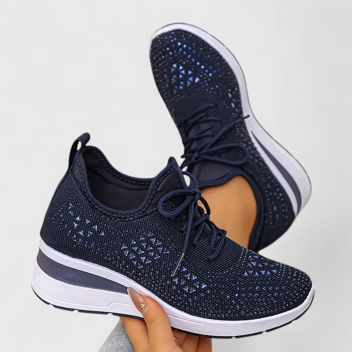 Women's Lace-Up Knit Wedge Sneakers