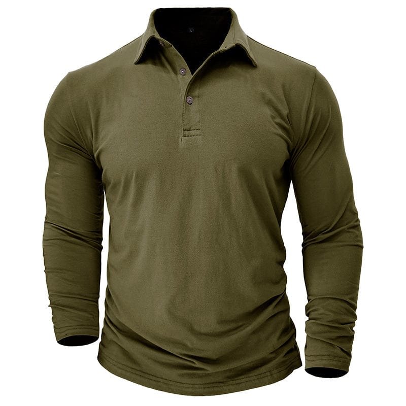 Men's Long Sleeve Polo Shirt With Collar
