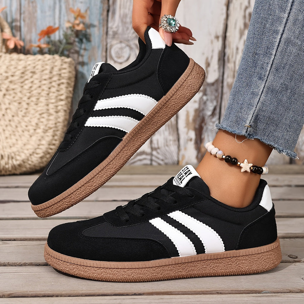 Women's Retro Low-Top Sneakers with Side Stripes