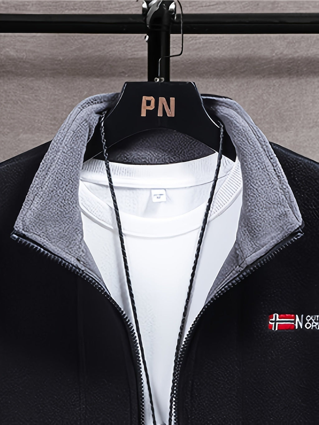 Men's Fleece Zip-Up Jacket with Stand Collar