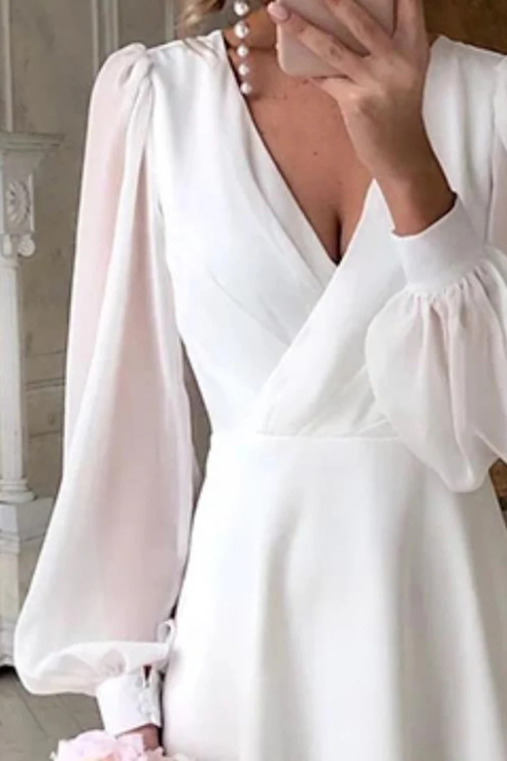 Women’s V-Neck Long Sleeve Midi Dress