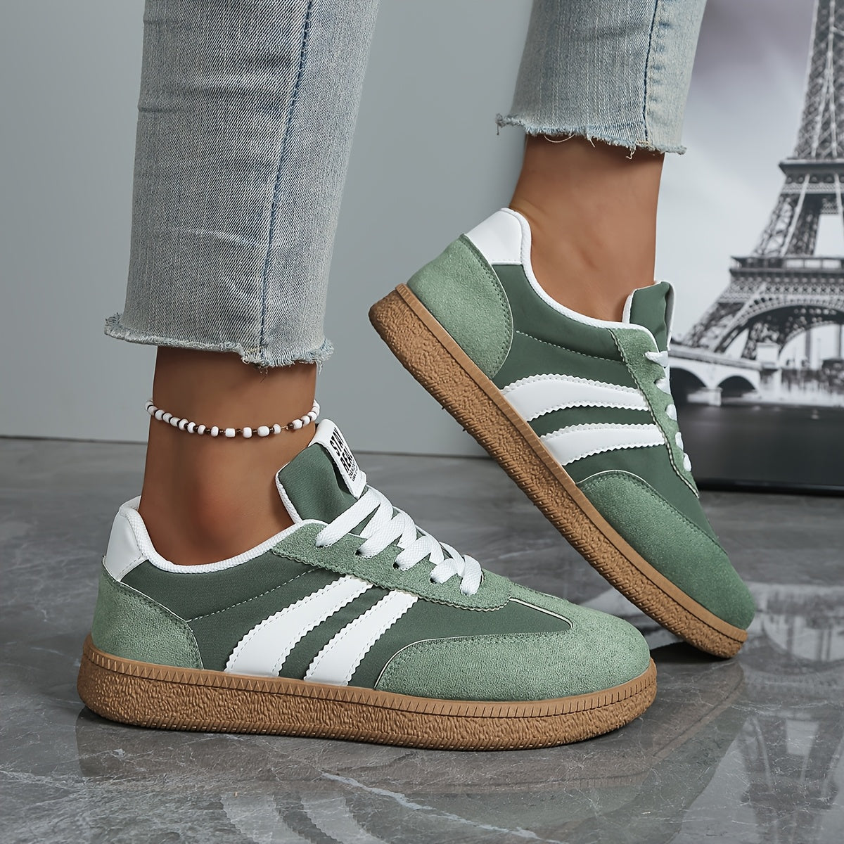 Women's Retro Low-Top Sneakers with Side Stripes