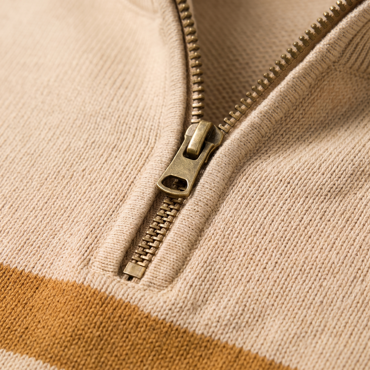 Men's Striped Quarter-Zip Knit Sweater