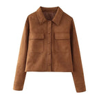 Women's Suede-Look Button-Front Jacket