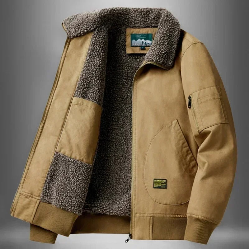 Men's Sherpa-Look Lined Zip-Up Bomber Jacket