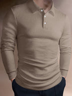 Men’s Textured Long Sleeve Henley Shirt