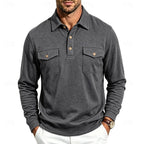 Men's Long Sleeve Polo Shirt With Chest Pockets