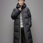 Men's Long Hooded Quilted Puffer Winter Coat