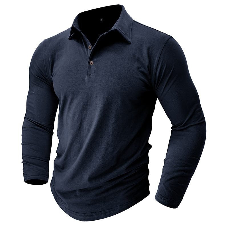 Men's Long Sleeve Polo Shirt With Collar