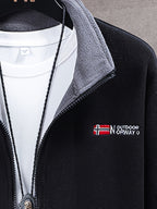 Men's Fleece Zip-Up Jacket with Stand Collar