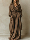 Women's Hooded Long Sleeve Maxi Dress