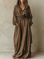 Women's Hooded Long Sleeve Maxi Dress