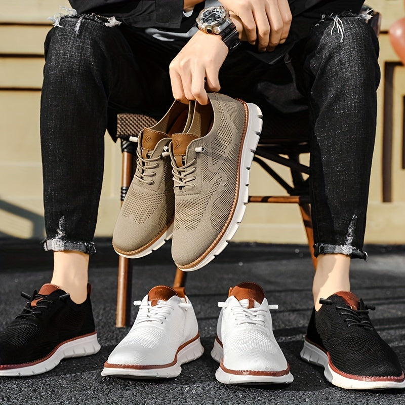 Men's Knit Low-Top Sneakers with Chunky Soles