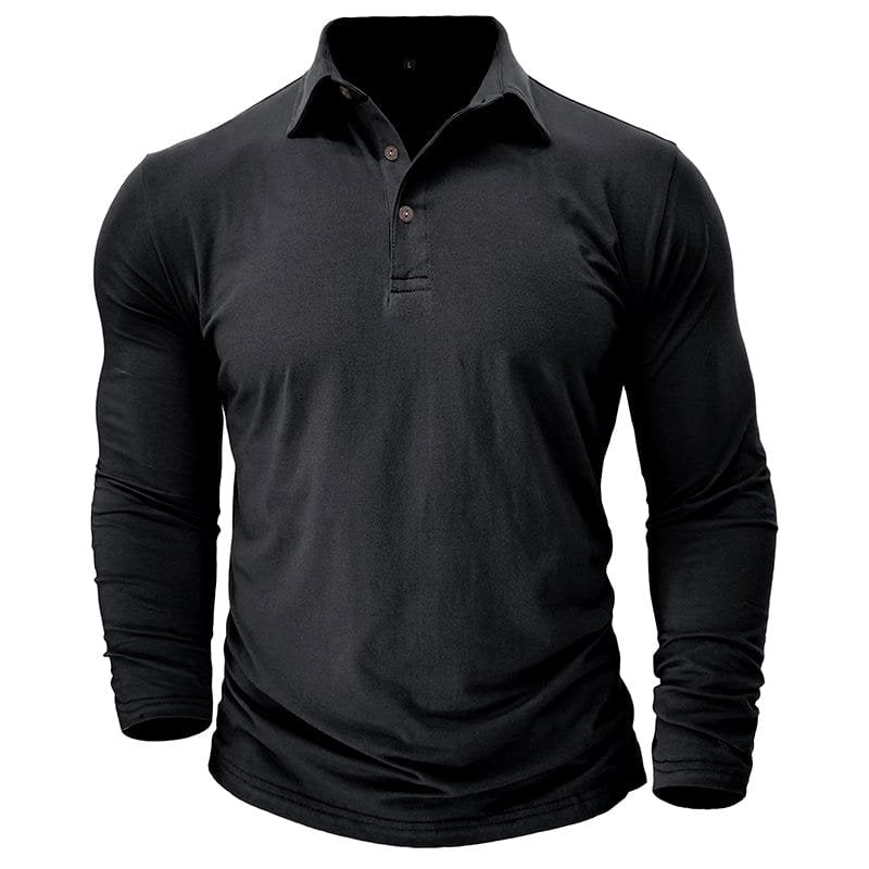 Men's Long Sleeve Polo Shirt With Collar