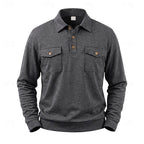 Men's Long Sleeve Polo Shirt With Chest Pockets