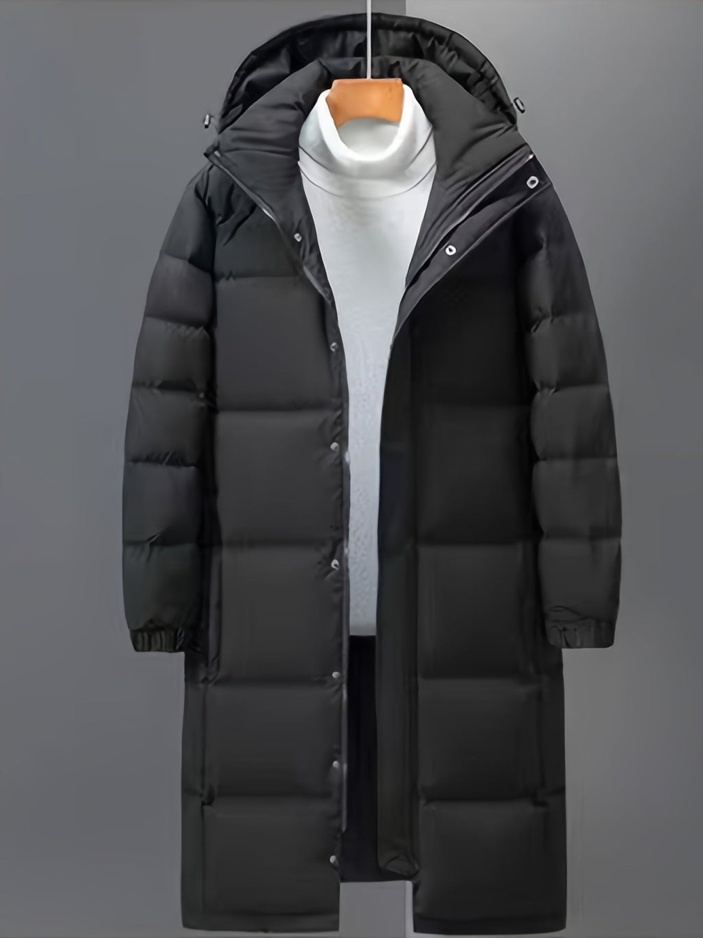 Men's Long Hooded Quilted Puffer Winter Coat
