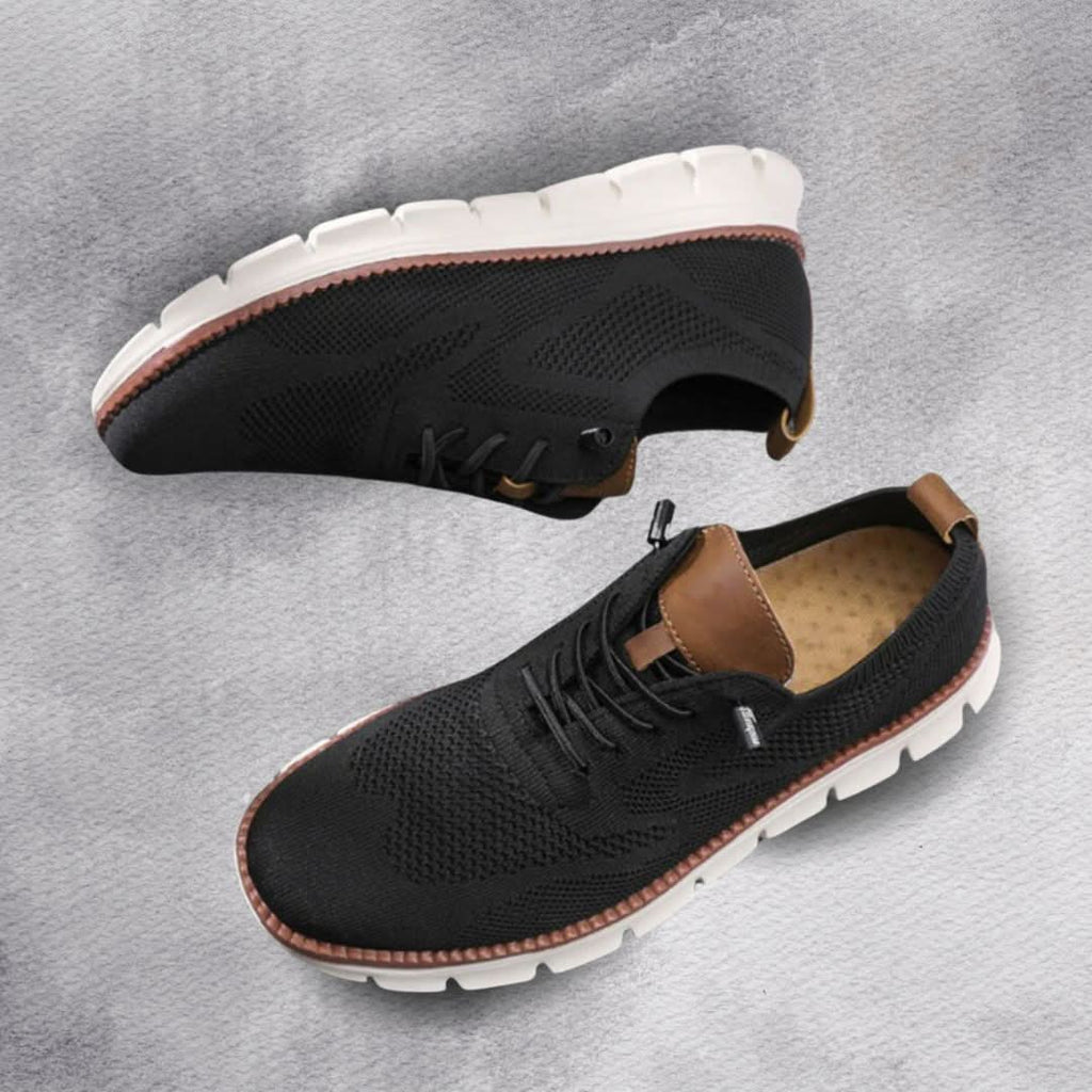 Men's Knit Lace-Up Sneakers with Flexible Sole