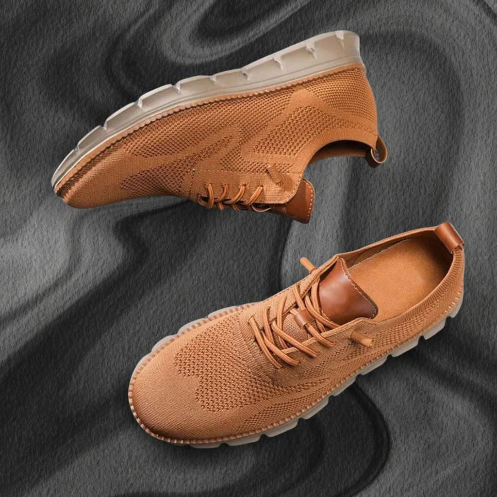 Men's Knit Lace-Up Sneakers with Flexible Sole