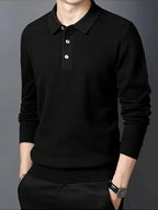 Men’s Long Sleeve Polo Shirt with Buttons