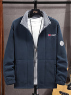 Men's Fleece Zip-Up Jacket with Stand Collar