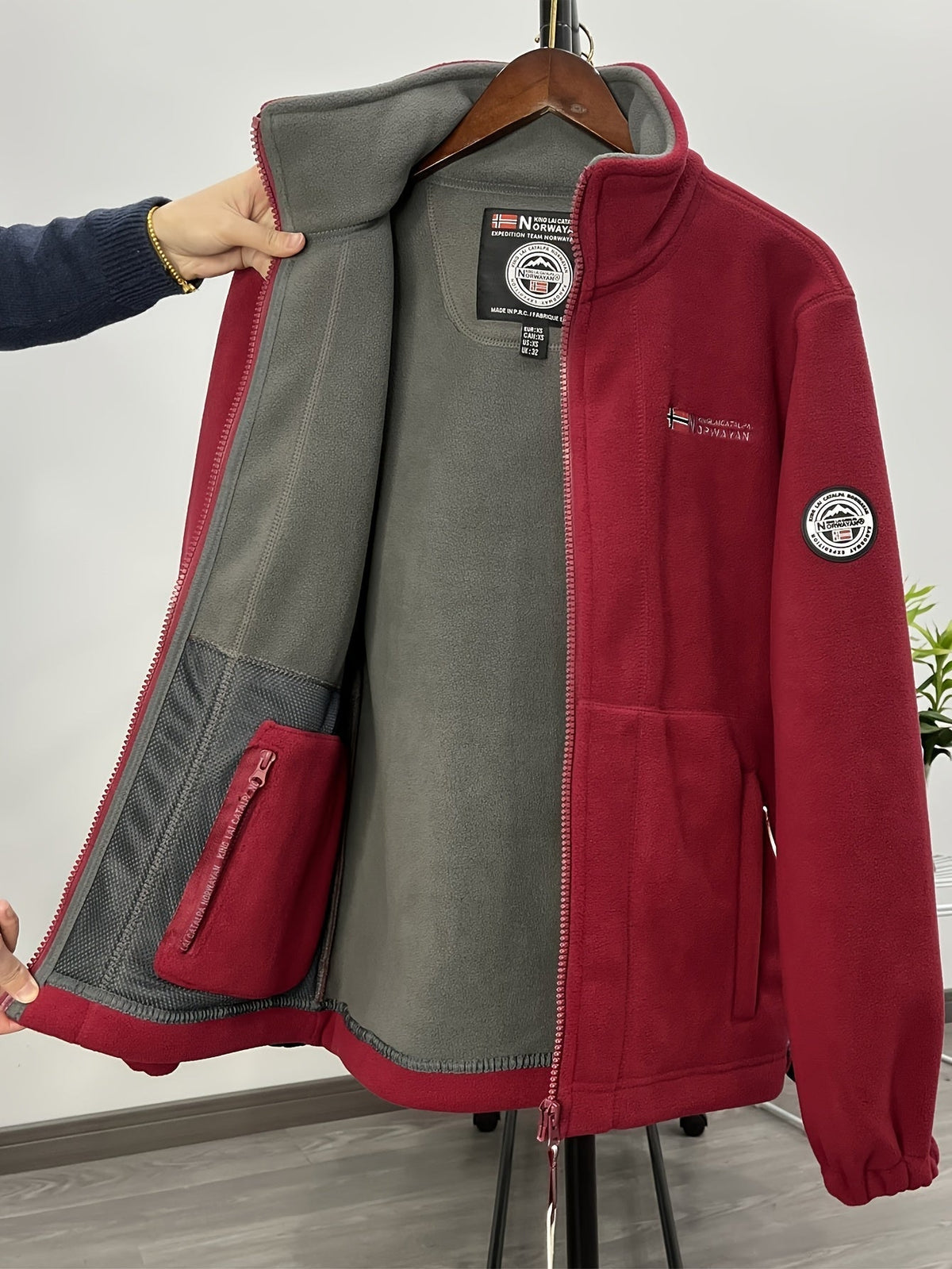 Men’s Full Zip Fleece Jacket with Stand Collar