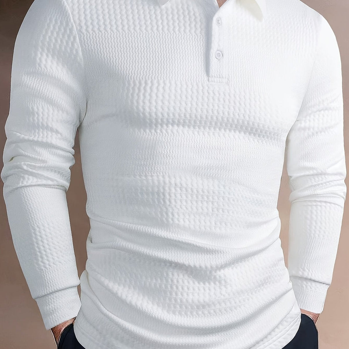Men’s Textured Long Sleeve Henley Shirt