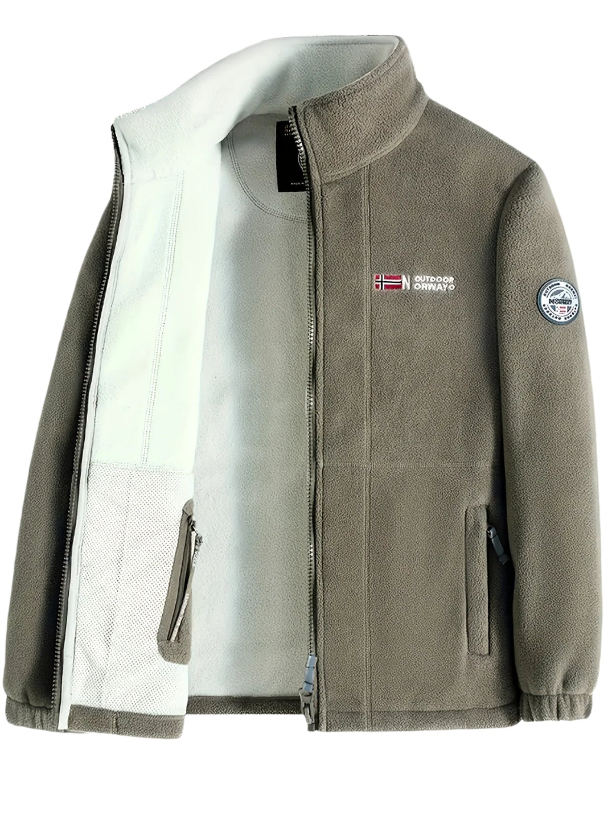 Men's Fleece Zip-Up Jacket with Stand Collar