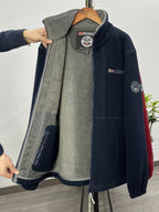 Men's Fleece Zip-Up Jacket with Stand Collar