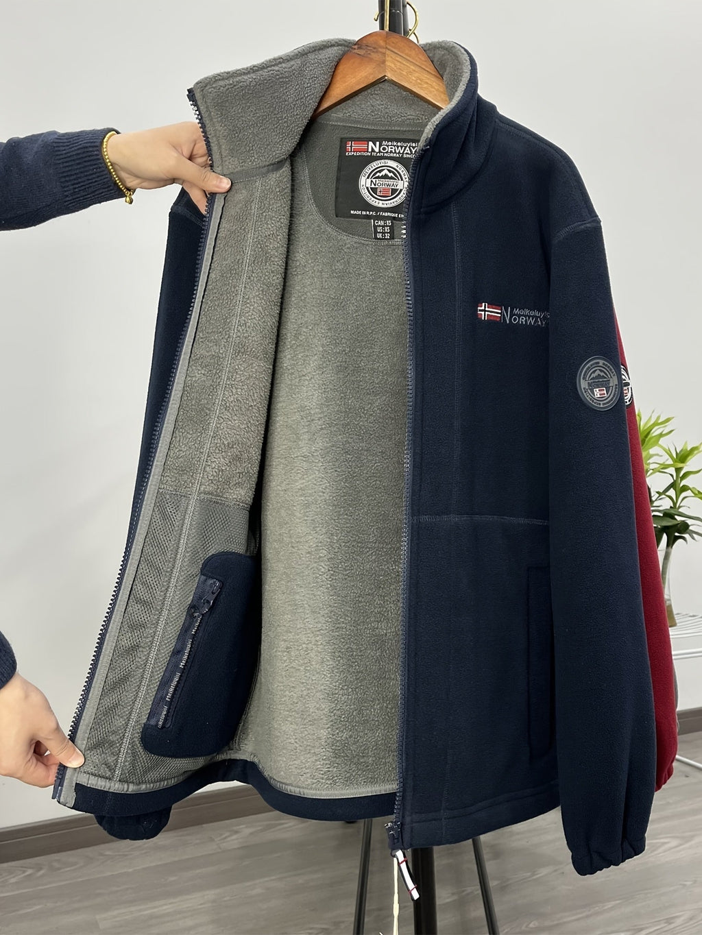 Men’s Full Zip Fleece Jacket with Stand Collar