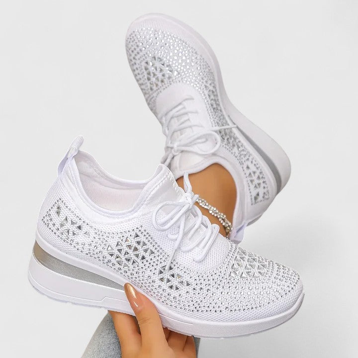 Women's Lace-Up Knit Wedge Sneakers