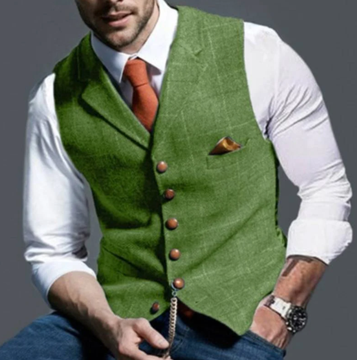 Men's Classic Button Front Suit Vest