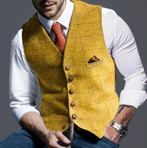 Men's Classic Button Front Suit Vest