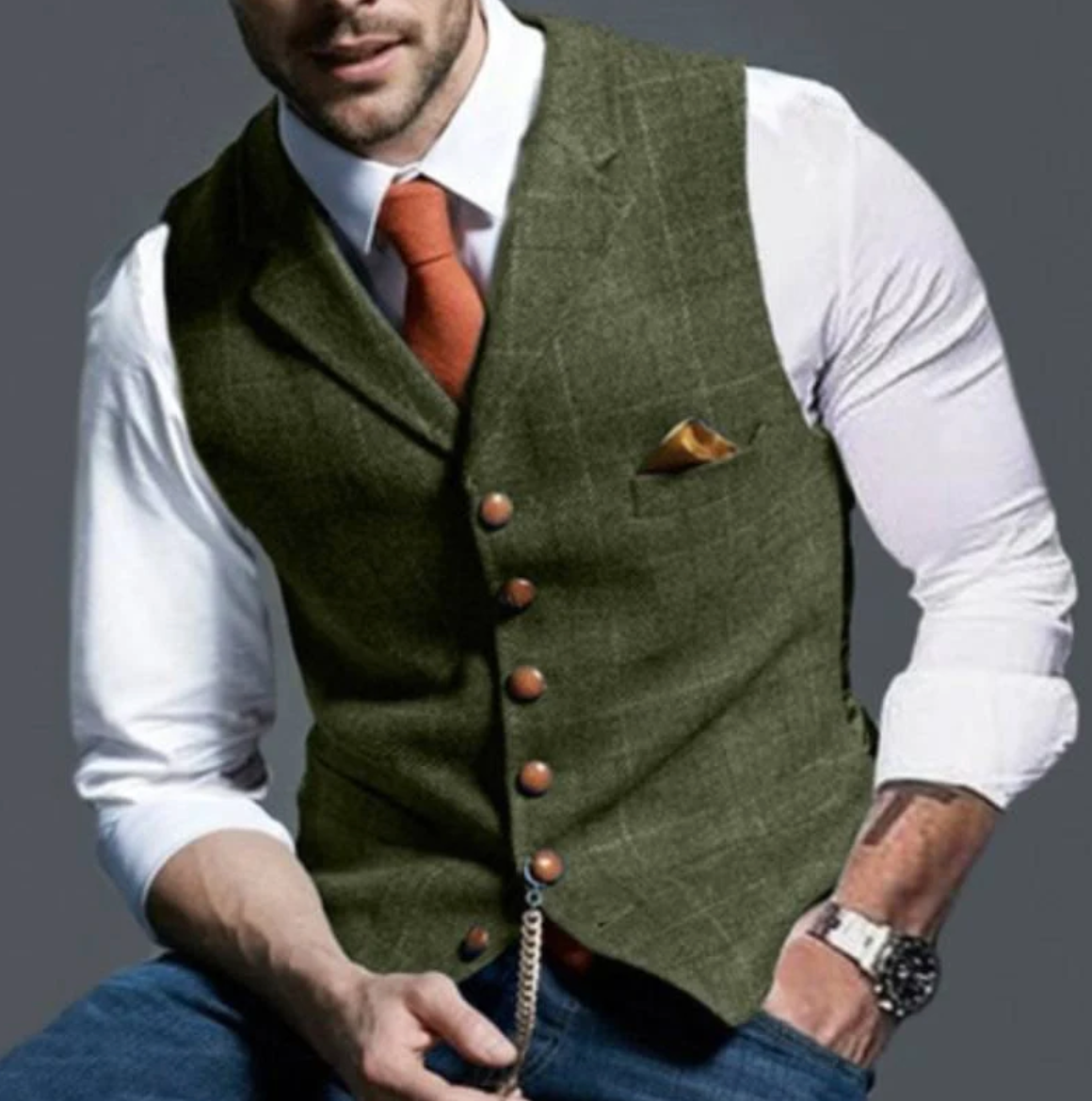 Men's Classic Button Front Suit Vest