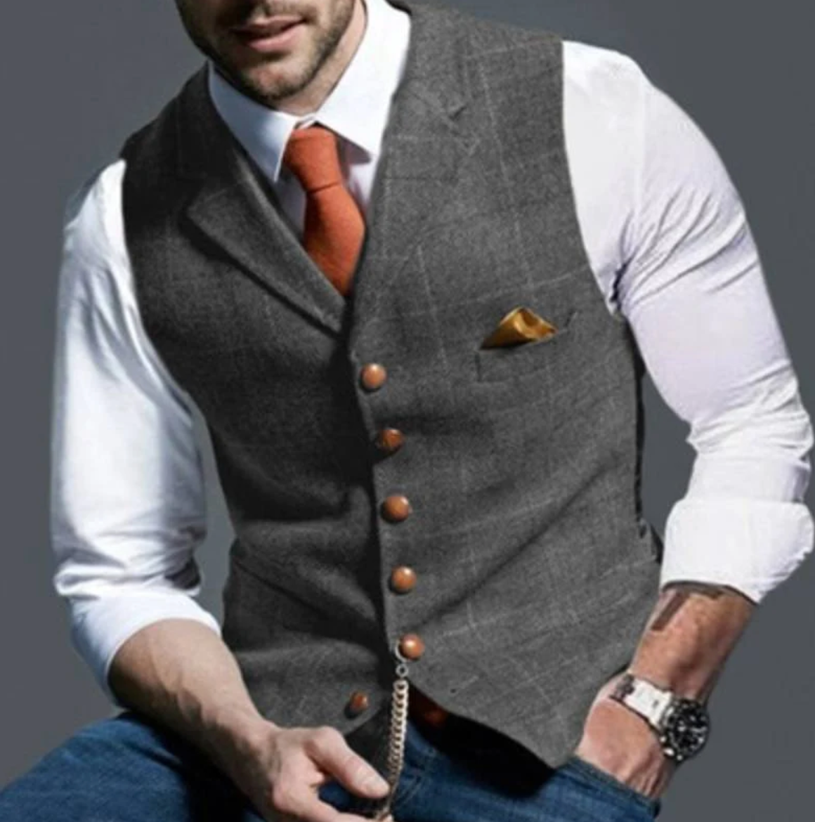 Men's Classic Button Front Suit Vest