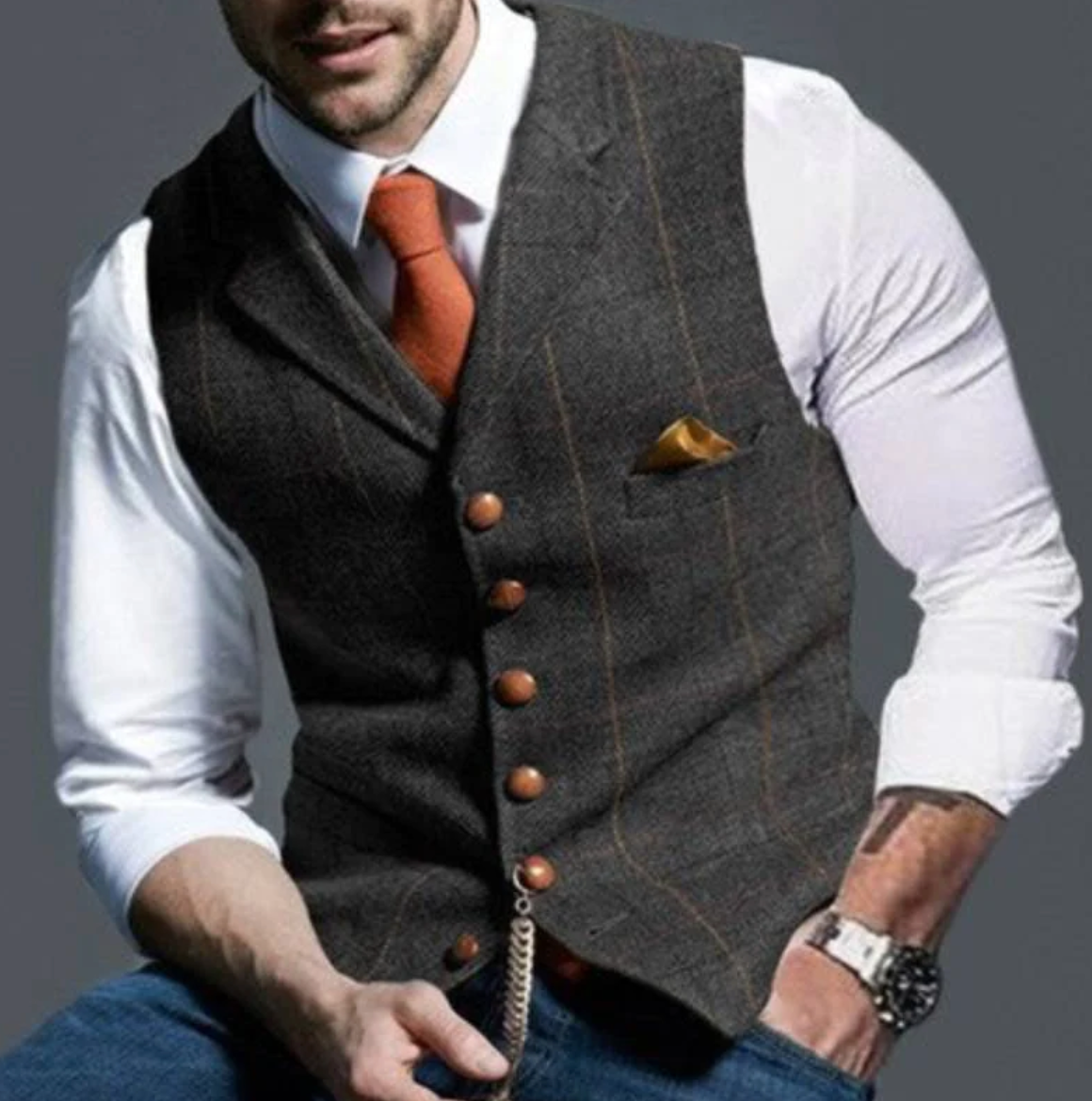 Men's Classic Button Front Suit Vest