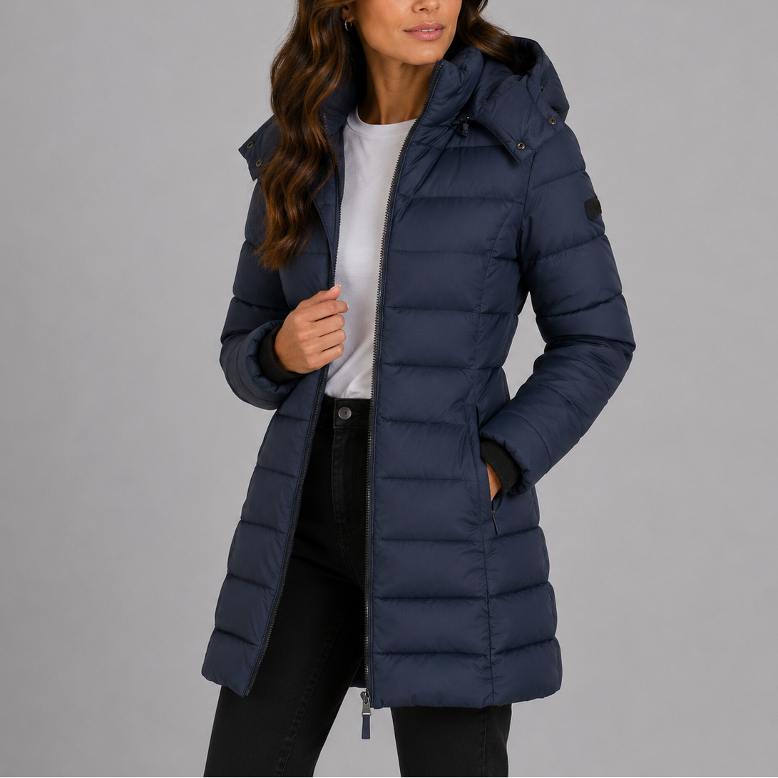 Women's Long Hooded Quilted Puffer Coat