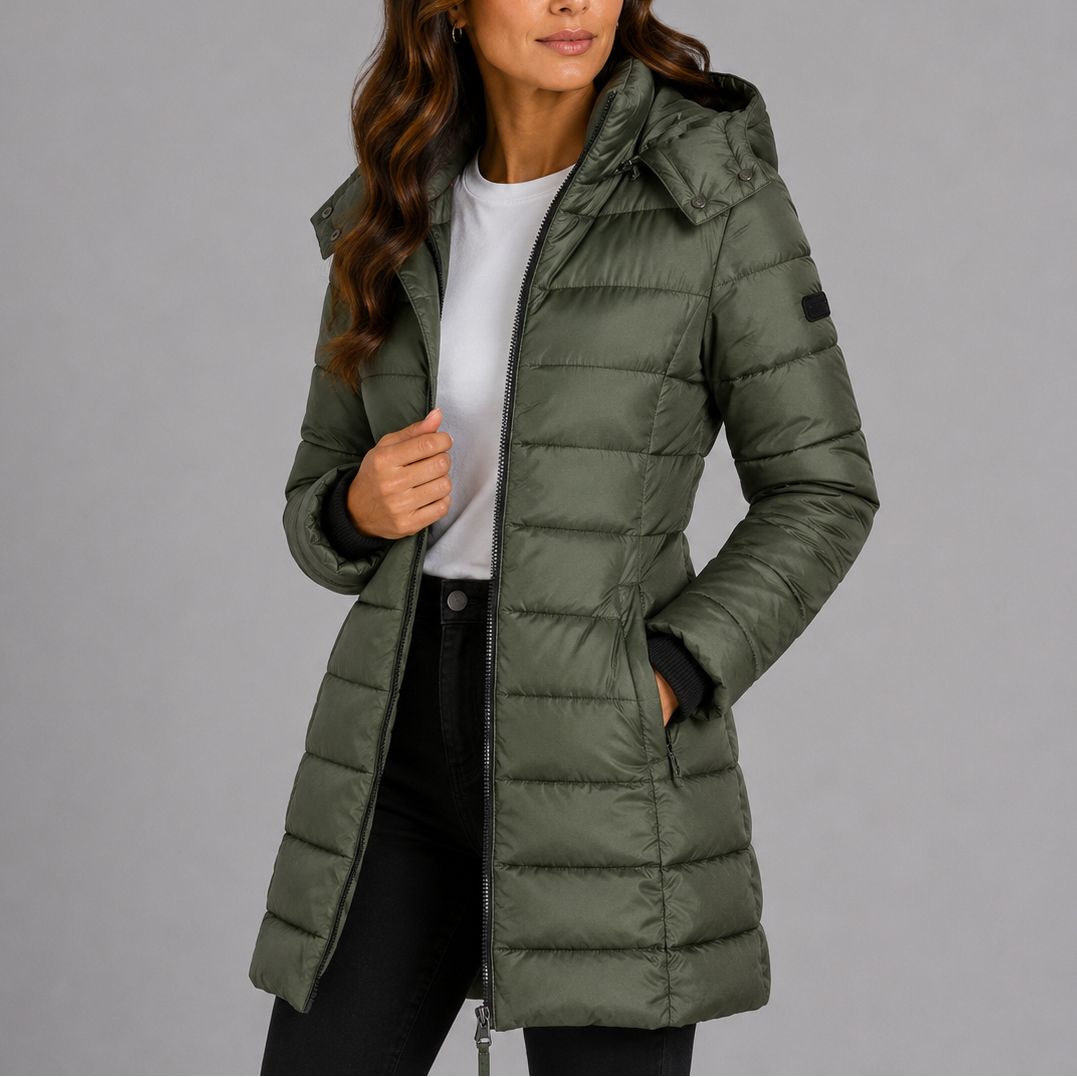 Women's Long Hooded Quilted Puffer Coat