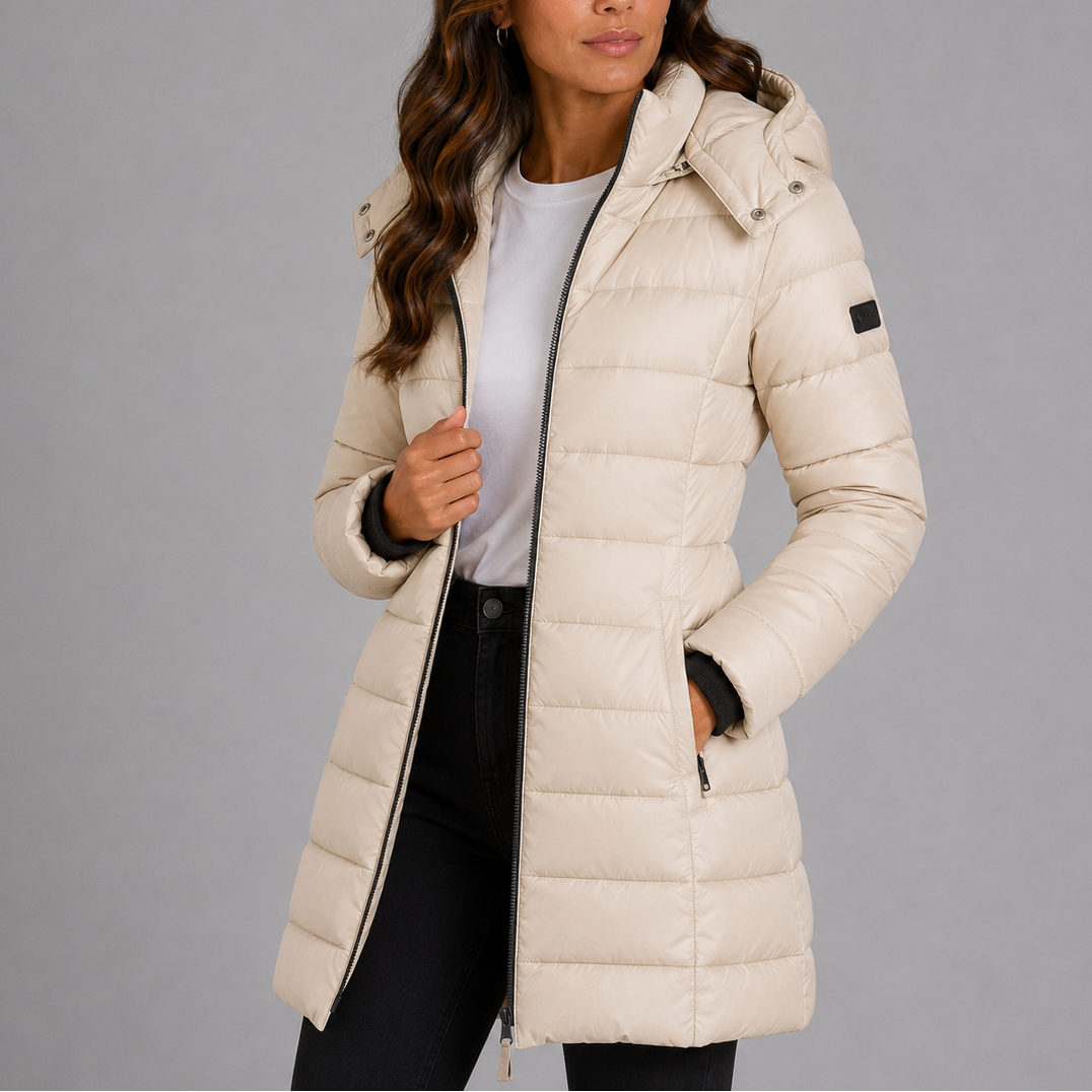 Women's Long Hooded Quilted Puffer Coat